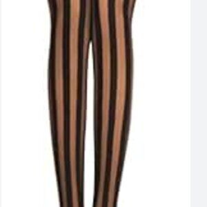 Wolford Black and Sheer Striped Tights with bow
